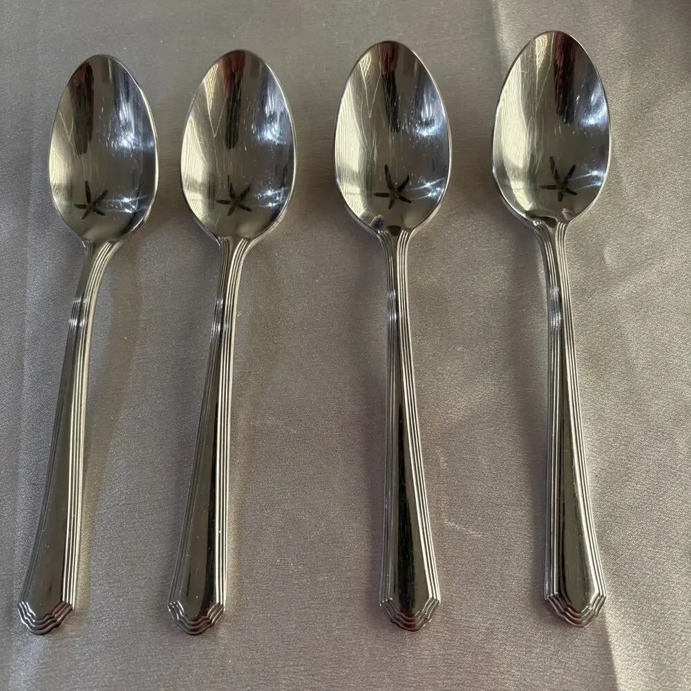 Lenox Lot 4 ARCHWAY Soup Spoon Flatware Stainless 18/10 Glossy Scalloped Tip